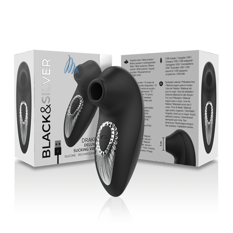 Black&Silver Drake Deluxe Sauger-Vibrator Silikon – Schwarz