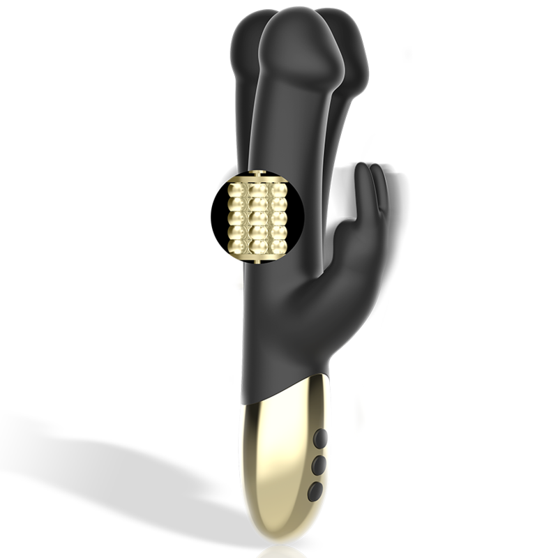 Ibiza Rotierender Rabbit-Vibrator Silikon Schwarz-Gold