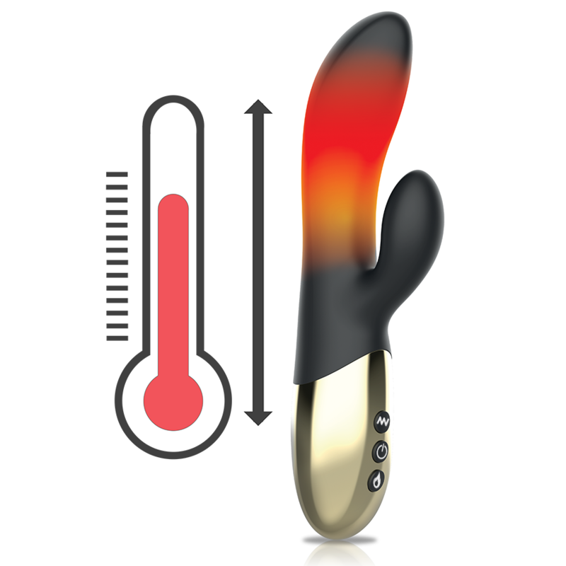 Ibiza Heating Rabbit-Vibrator mit Wärmefunktion Schwarz-Gold