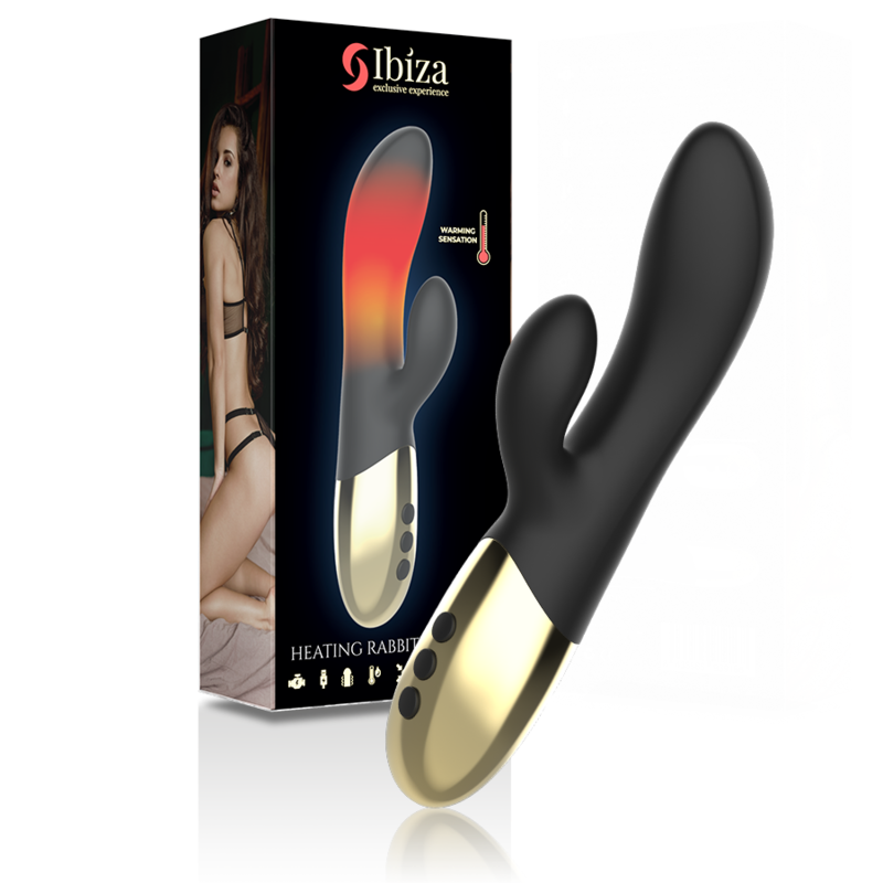 Ibiza Heating Rabbit-Vibrator mit Wärmefunktion Schwarz-Gold