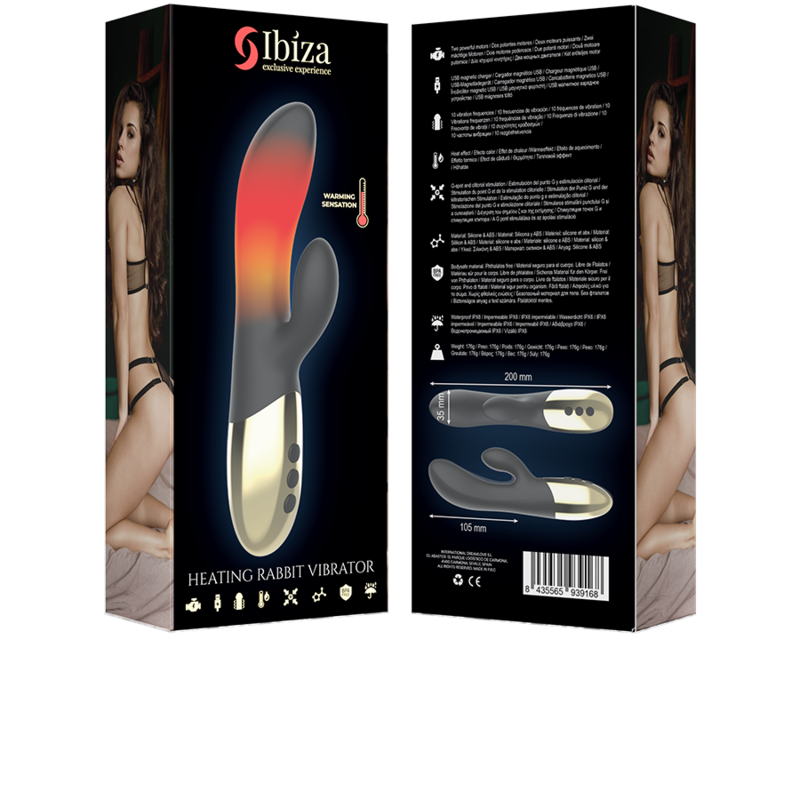 Ibiza Heating Rabbit-Vibrator mit Wärmefunktion Schwarz-Gold