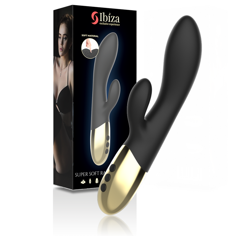Ibiza Supersoft Rabbit-Vibrator Silikon Schwarz-Gold