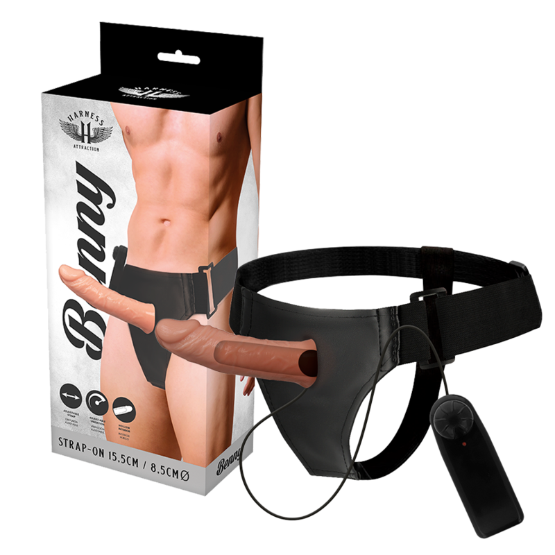 Harness Attraction Benny Hollow Strap-on mit Vibrator – 15 cm
