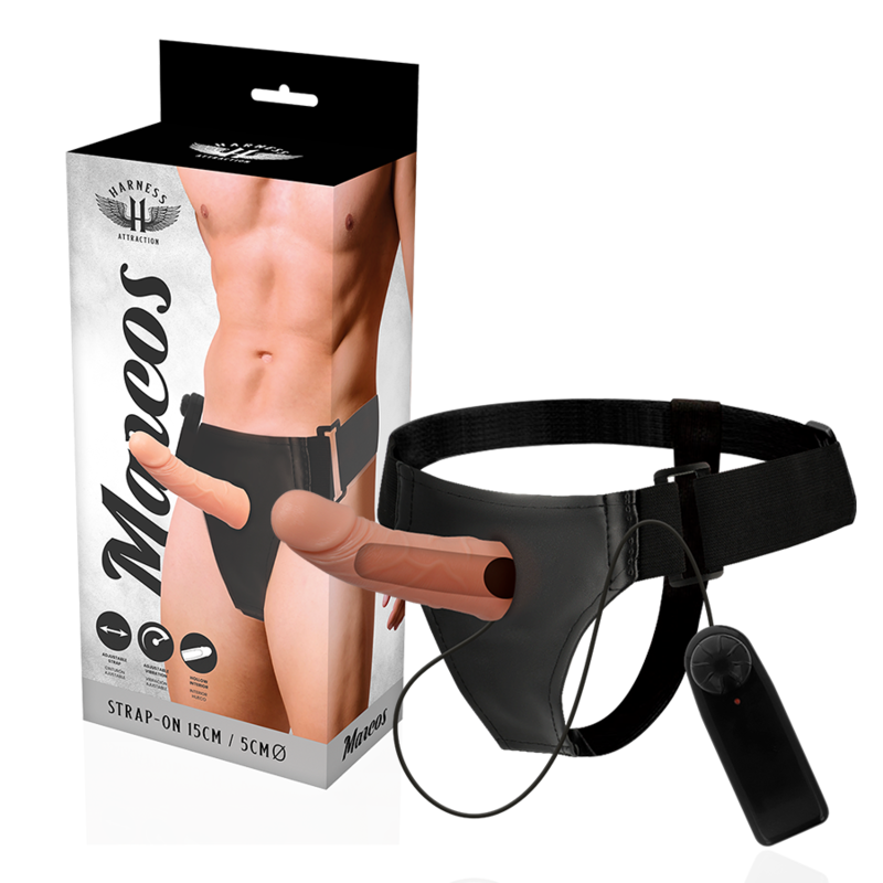 Harness Attraction Marcos Hollow Strap-on mit Vibrator – 15 cm, Ø 5 cm