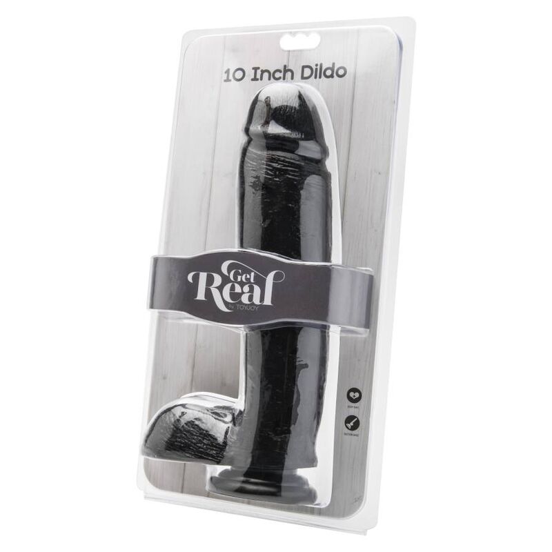 Get Real Realistischer Dildo 25,5 cm mit Hodensack – Schwarz