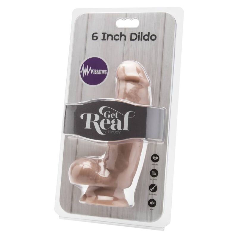 Get Real Vibrierender Dildo 12 cm mit Hodensack – Hautton