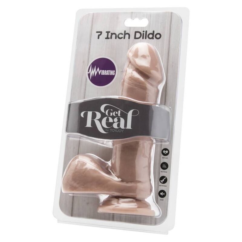 Get Real Vibrierender Dildo 18 cm mit Hodensack – Hautton