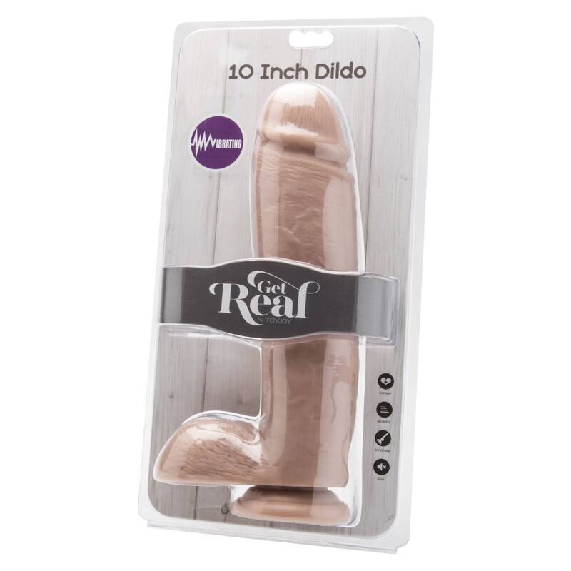Get Real Vibrierender Dildo 25,5 cm mit Hodensack – Hautton