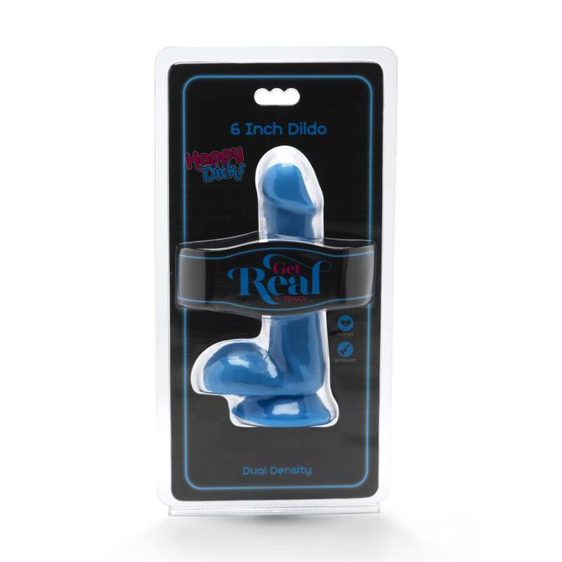 Get Real Happy Dicks Dildo 12 cm mit Hodensack – Blau