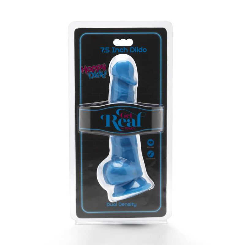 Get Real Happy Dicks Dildo 19 cm mit Hodensack – Blau