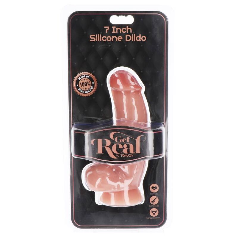 Get Real Silikon-Dildo 18 cm mit Hodensack realistisch – Hautton