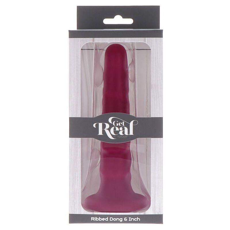 Get Real Ribbed Dong 12 cm mit Saugnapfbasis – Rot