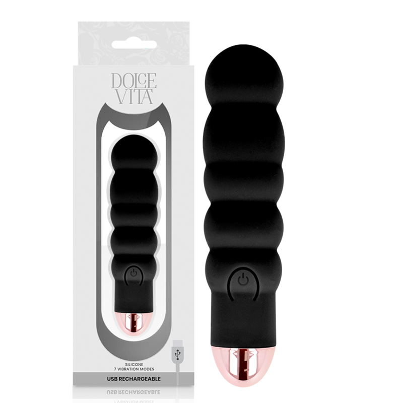Dolce Vita Aufladbarer Vibrator Sechs Schwarz 7 Geschwindigkeiten