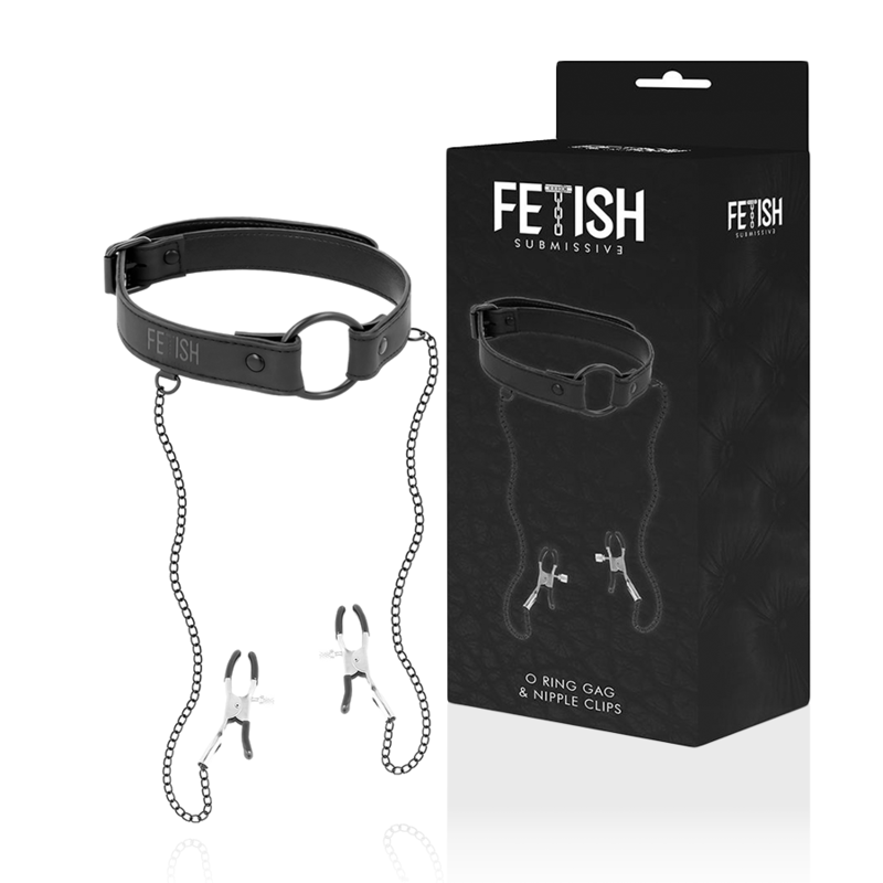 Fetish Submissive Knebelring Mit Nippelklemmen