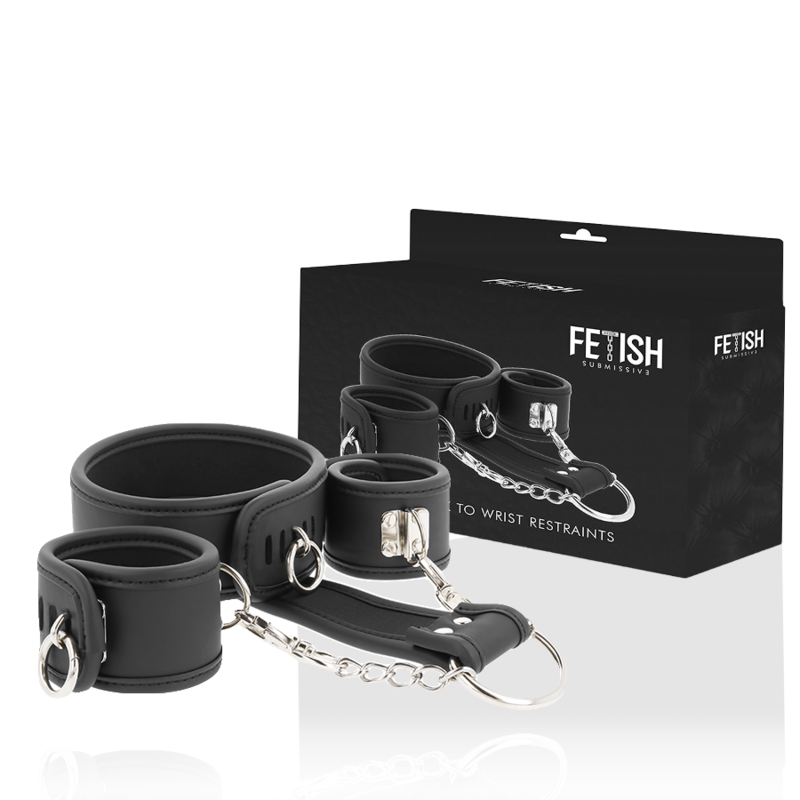Fetish Submissive Halskette Und Handschellen Aus Veganem Leder Mit