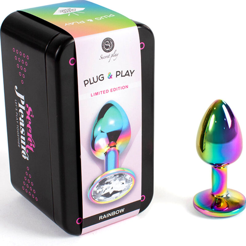 SecretPlay Metall-Analplug Regenbogen – Größe S, 7 cm