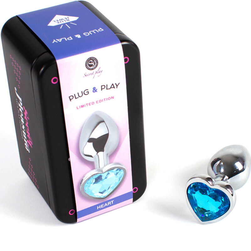 SecretPlay Metall-Analplug Blaues Herz – Größe S, 7 cm