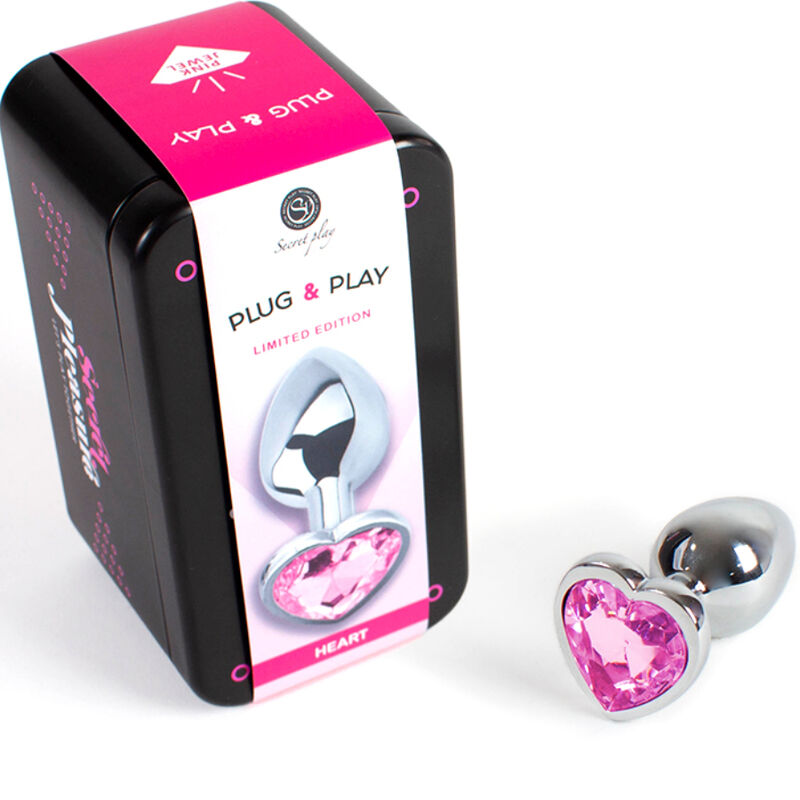 SecretPlay Metall-Analplug Fuchsia Herz – Größe S, 7 cm