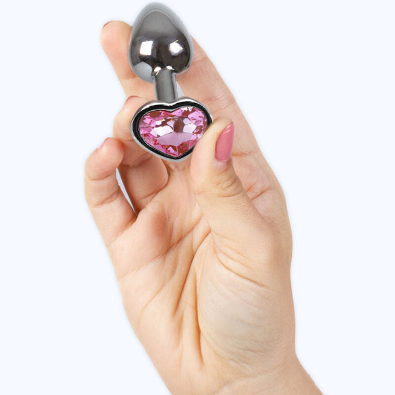 SecretPlay Metall-Analplug Fuchsia Herz – Größe S, 7 cm