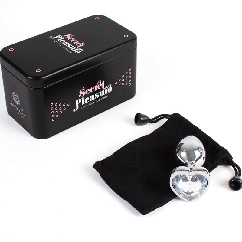 SecretPlay Metall-Analplug Klarer Kristall Herz – Größe S, 7 cm