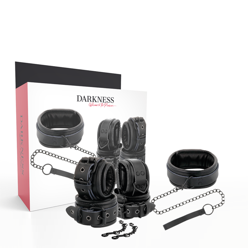 Darkness – Handschellen und Kragen aus Schwarzem Leder