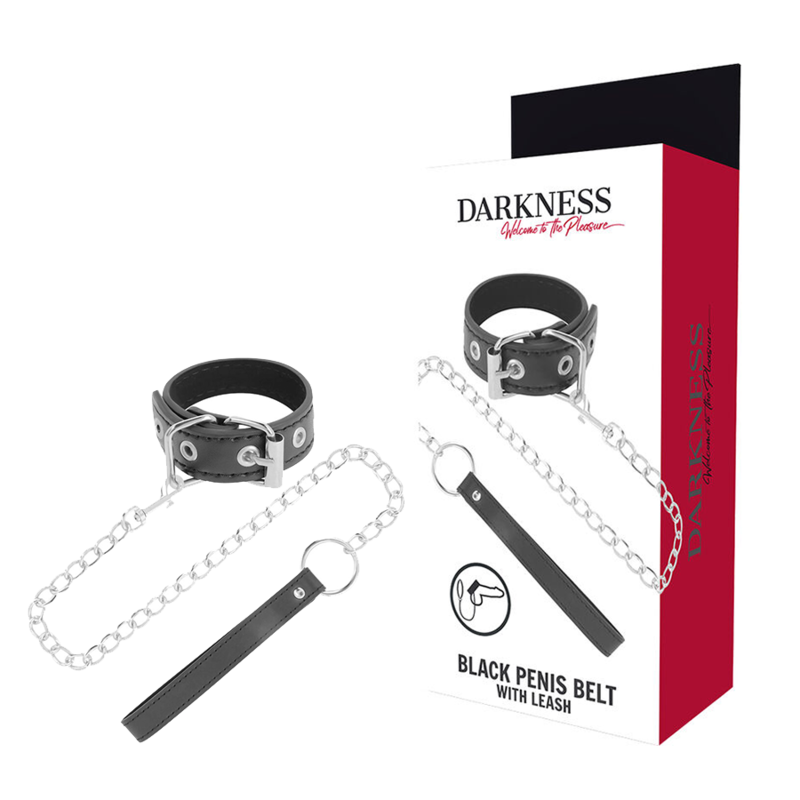 Darkness Penisring mit Leine und Metallkette – BDSM