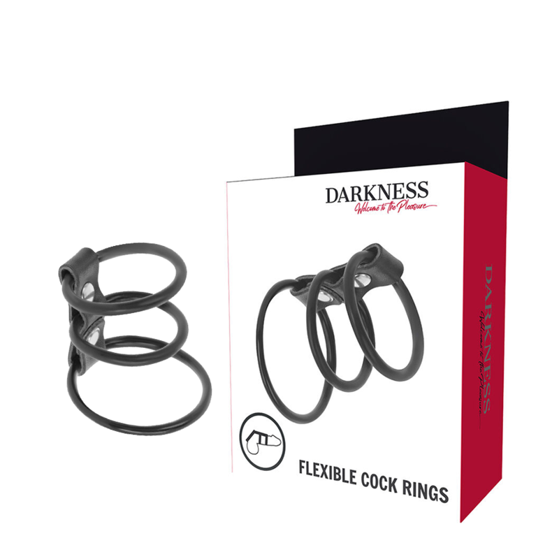 Darkness Set aus 3 Flexiblen Penisringen