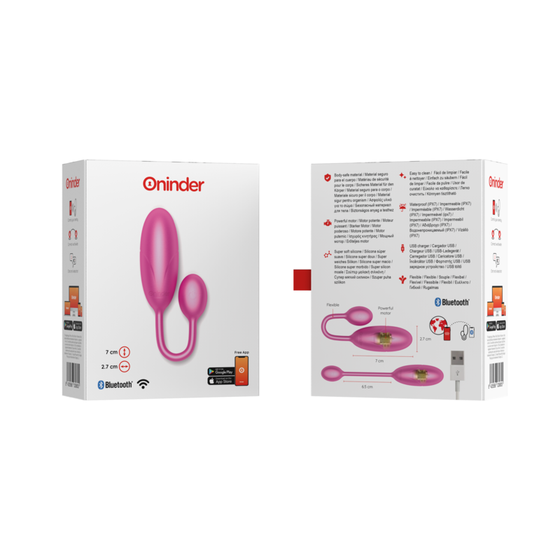 Oninder Denver Vibrations-Ei 7x2,7 cm + App – Rosa