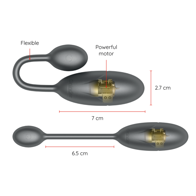 Oninder Denver Vibrations-Ei 7x2,7 cm + App – Schwarz