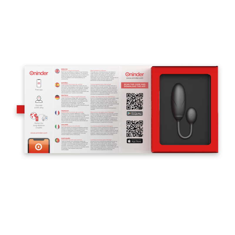 Oninder Denver Vibrations-Ei 7x2,7 cm + App – Schwarz