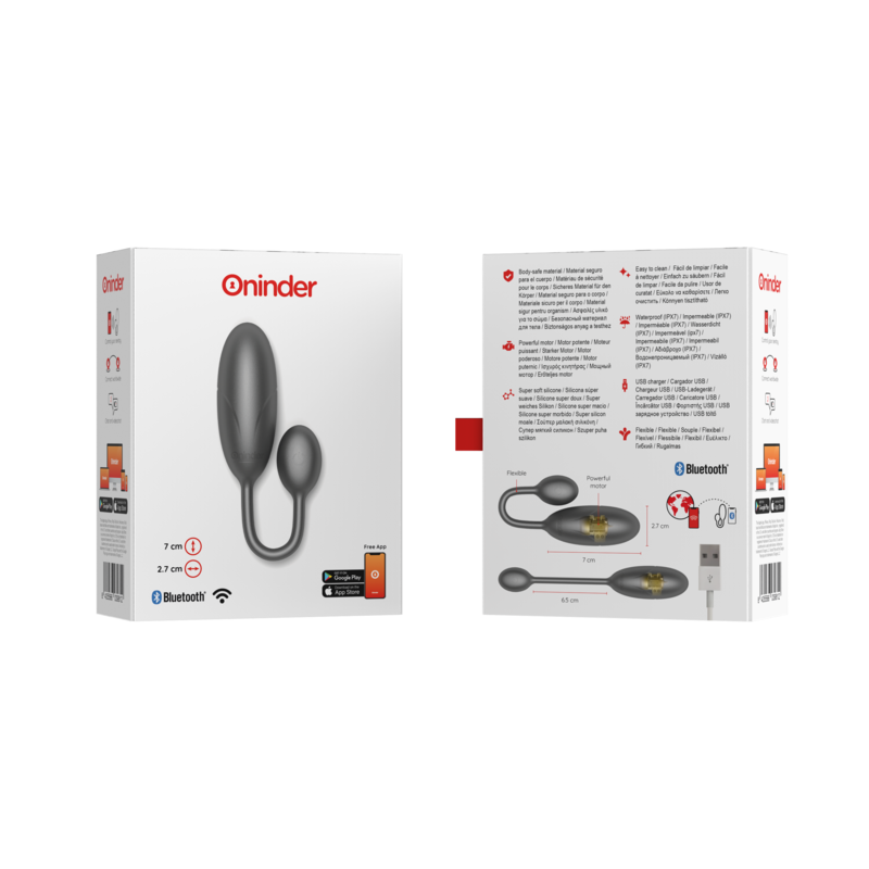 Oninder Denver Vibrations-Ei 7x2,7 cm + App – Schwarz