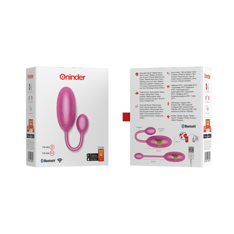 Oninder Tokyo Vibrations-Ei 7,5x3,2 cm + App – Rosa