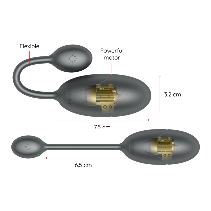 Oninder Tokyo Vibrations-Ei 7,5x3,2 cm + App – Schwarz