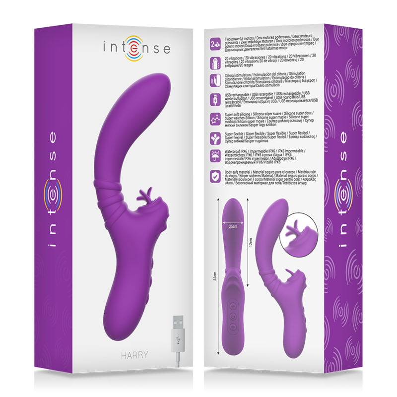 Intense Harry Flexibler Vibrator mit Zungenstimulator – Lila