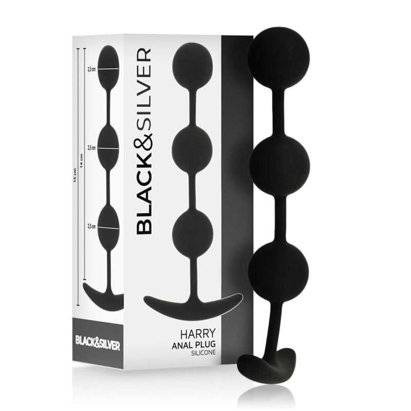 Black&Silver Harry Anal-Perlenrosenkranz 3 Kugeln 14 cm