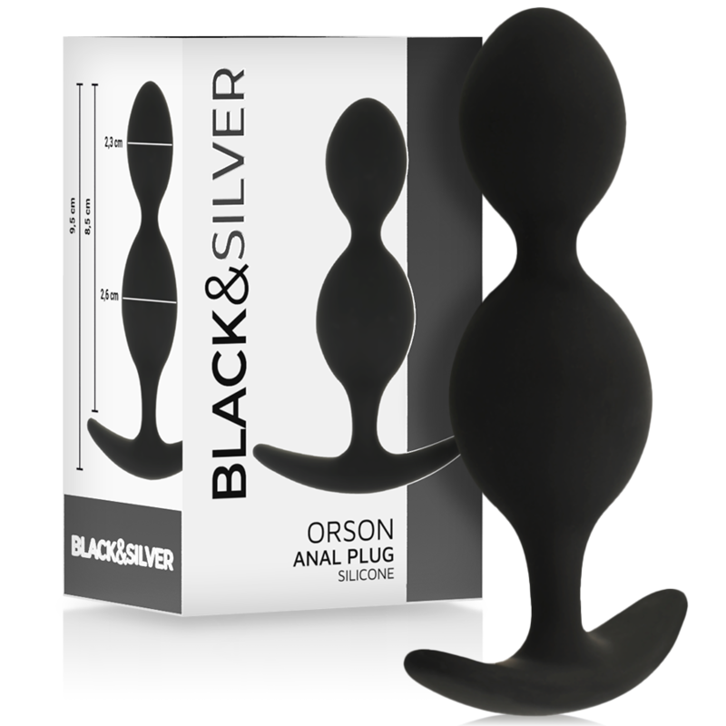Black&Silver Orson Silikon-Analplug 2 Wellen 9 cm