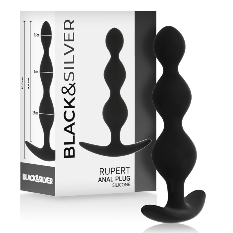 Black&Silver Rupert Analkugelkette Silikon 10 cm