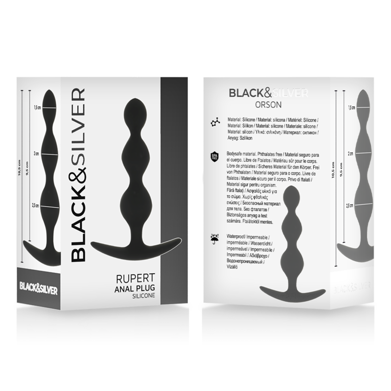 Black&Silver Rupert Analkugelkette Silikon 10 cm