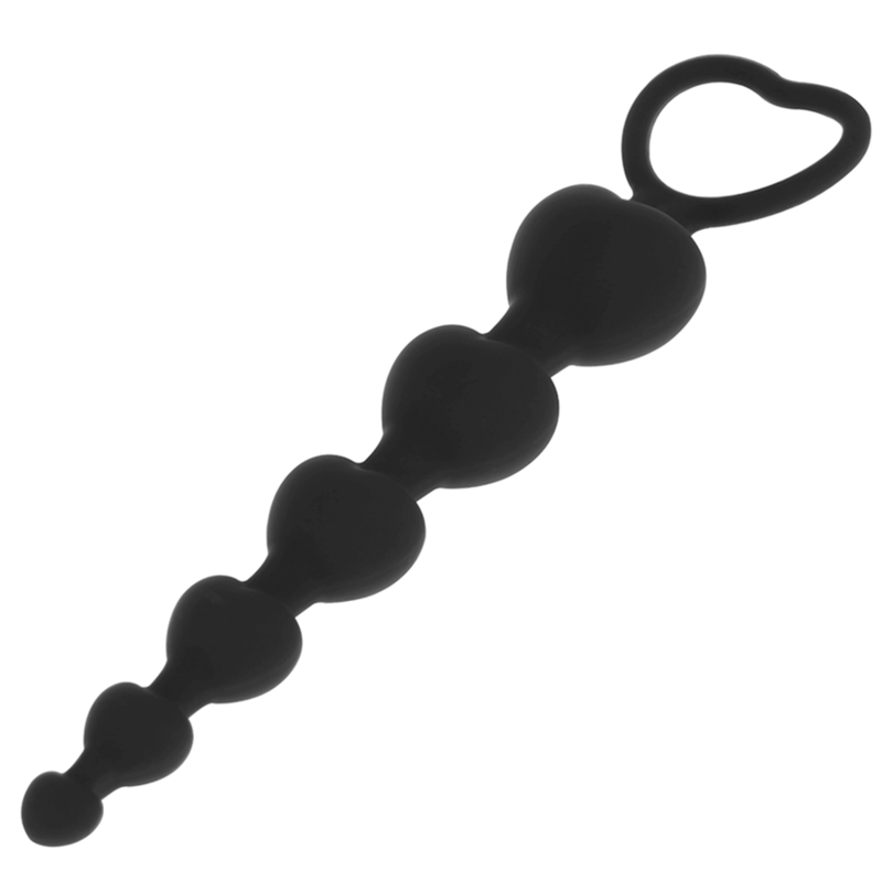 Black&Silver Mila Anal-Herzkugelkette 18 cm Silikon