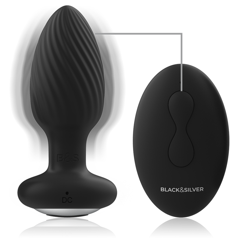 Black&Silver Wells Rotierender Silikon-Analplug + Fernbedienung