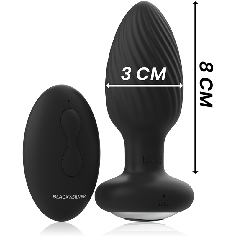 Black&Silver Wells Rotierender Silikon-Analplug + Fernbedienung