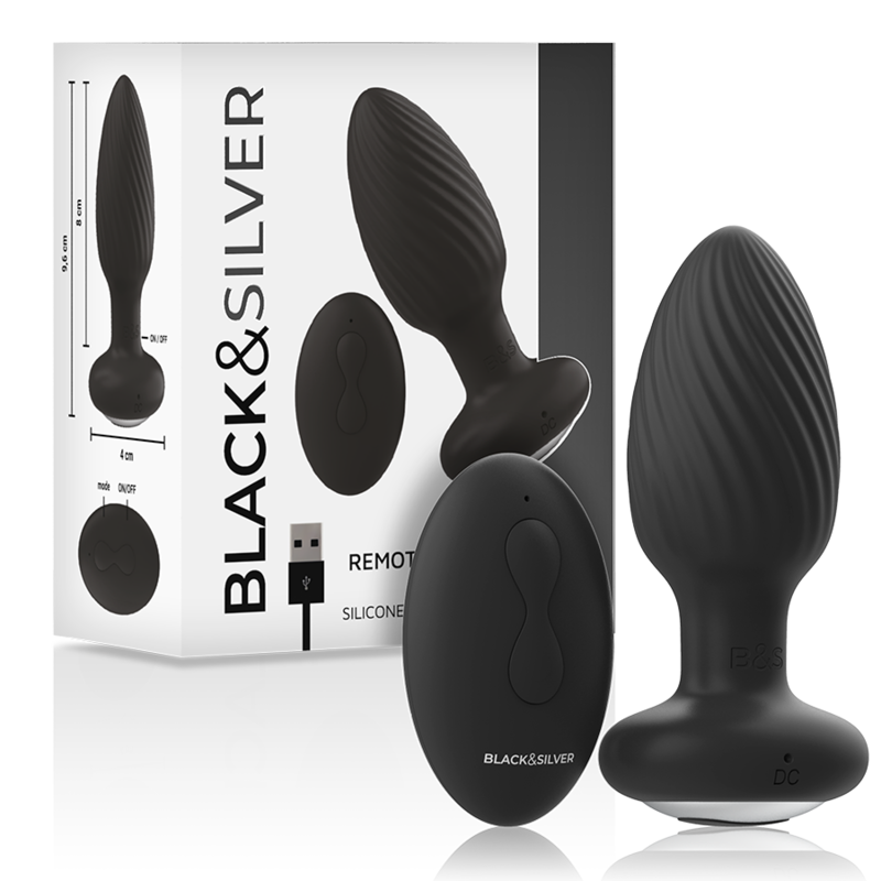 Black&Silver Wells Rotierender Silikon-Analplug + Fernbedienung