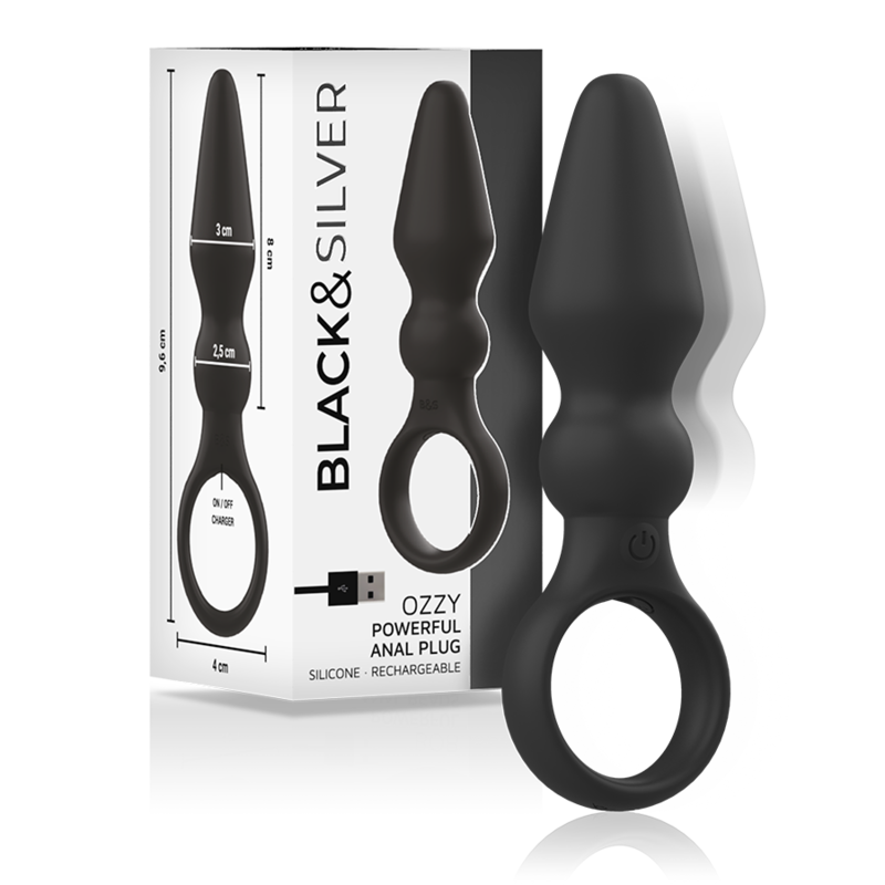 Black&Silver Ozzy Leistungsstarker Doppelschicht-Silikon-Analplug