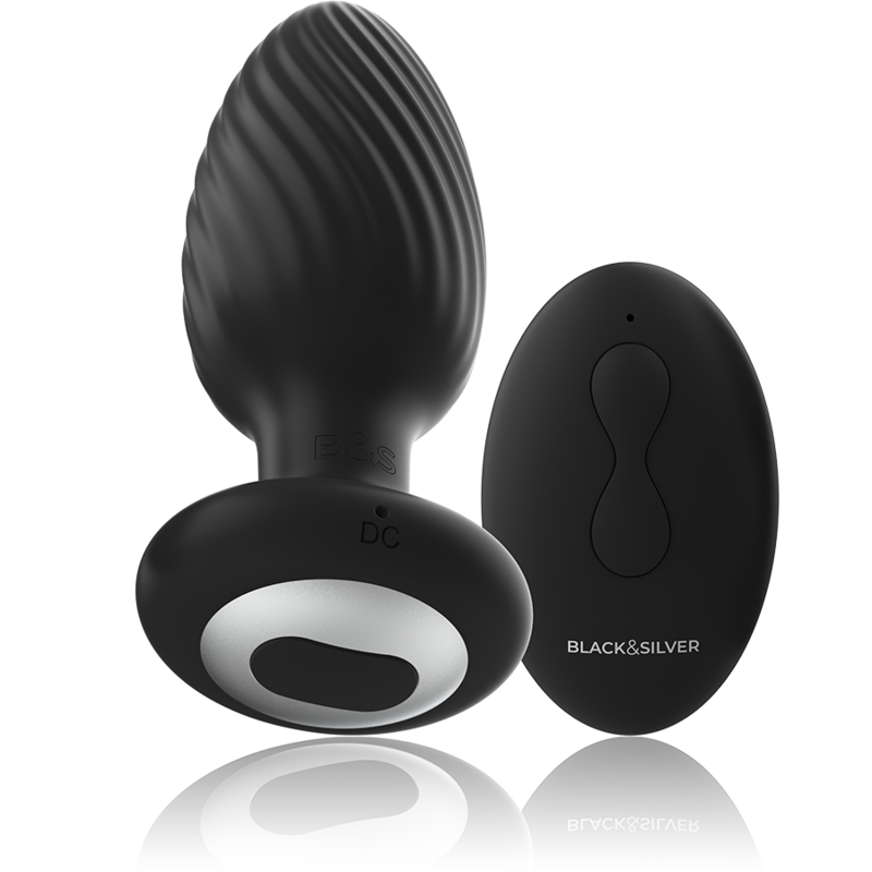 Black&Silver Wells Rotierender Silikon-Analplug + Fernbedienung