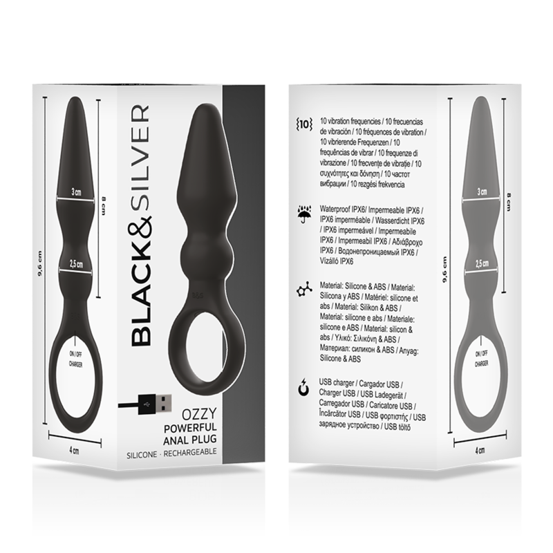 Black&Silver Ozzy Leistungsstarker Doppelschicht-Silikon-Analplug