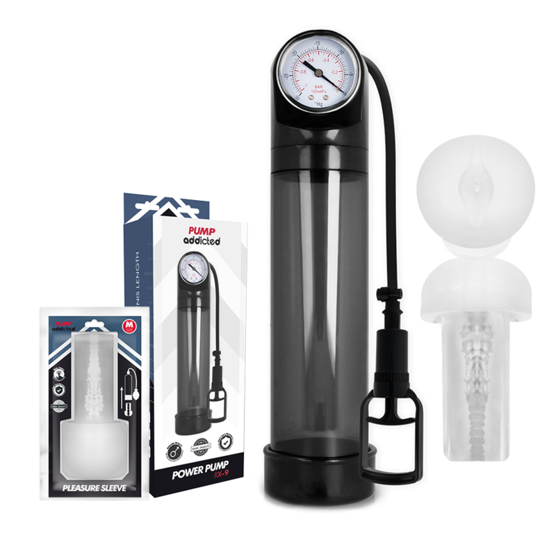 Pump Addicted RX9 Black Penispumpe mit Masturbator-Set