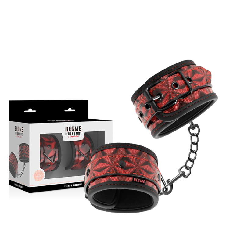 Begme Red Edition Handschellen aus veganem Leder – nickelfrei