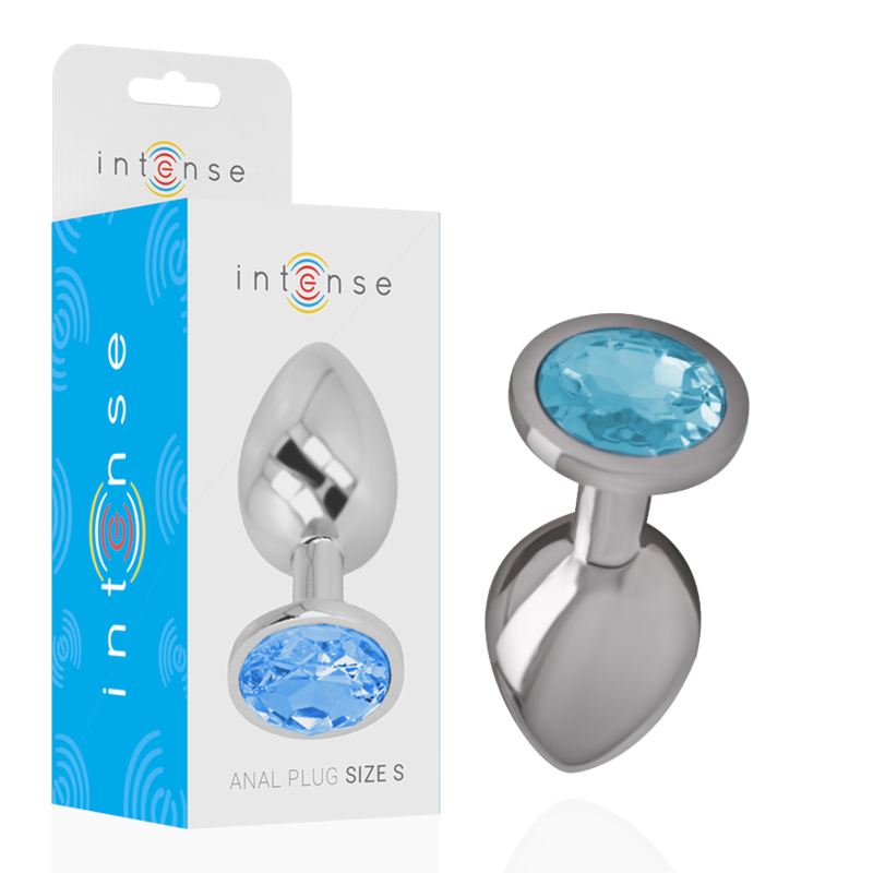 Intense Aluminium-Analplug mit blauem Kristall – Größe S