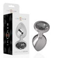 Intense Aluminium-Analplug mit schwarzem Glas – Größe M