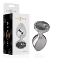Intense Aluminium-Analplug mit schwarzem Kristall – Größe S